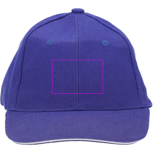 6 panelių medvilninė beisbolo kepuraitė, 260 g/m² CURTIS: Print area 1 · HF