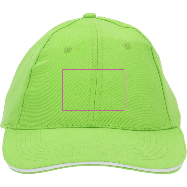 6 panelių medvilninė beisbolo kepuraitė, 260 g/m² CURTIS: Print area 1 · HF