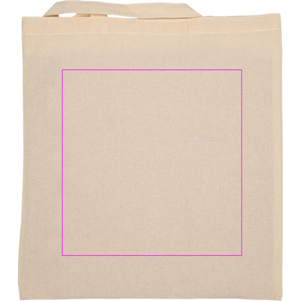 Cotton bag with short handles 140 g/m2 REBECA: Print area 1 · ST1