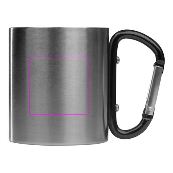 Metal mug with carabiner 200 ml ANGELICA: Print area 1 · L3