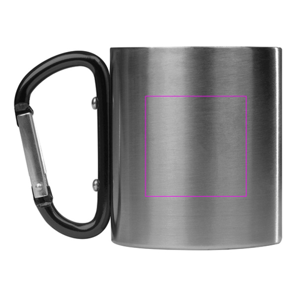 Metal mug with carabiner 200 ml ANGELICA: Print area 2 · L3