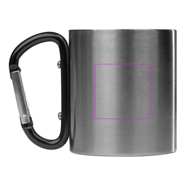 Metal mug with carabiner 200 ml ANGELICA: Print area 4 · T4