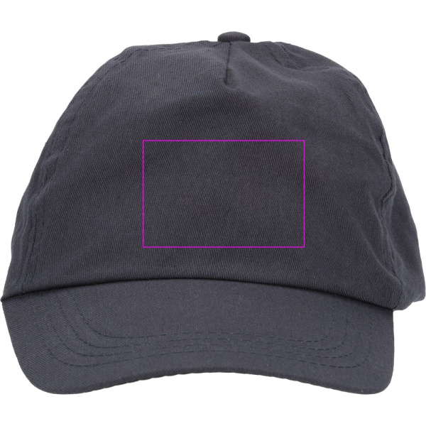 Baseballkappe aus Baumwolle mit 5 Panels, 170 g/m², MEGAN: Print area 1 · HF