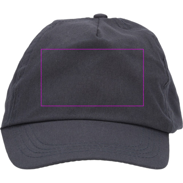 Baseballkappe aus Baumwolle mit 5 Panels, 170 g/m², MEGAN: Print area 2 · DTF1