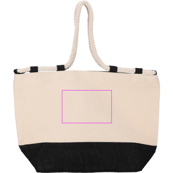 Strandtasche LIANA aus Baumwolle und Jute: Print area 1 · DTF2