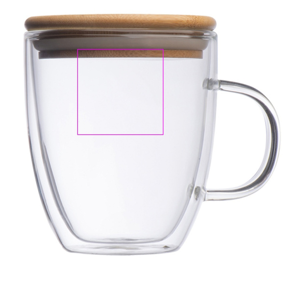 Glasbecher mit Deckel, 350 ml, CECIL: Print area 1 · C1A