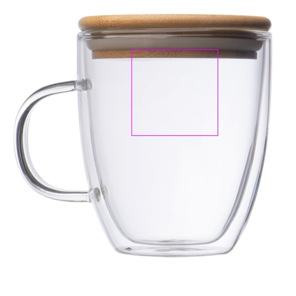 Glasbecher mit Deckel, 350 ml, CECIL: Print area 2 · C1A