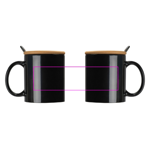 Ceramic mug with spoon 300 ml LOTHAR: Print area 1 · C1D