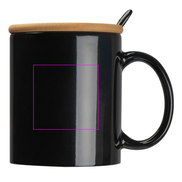 Ceramic mug with spoon 300 ml LOTHAR: Print area 2 · C1A
