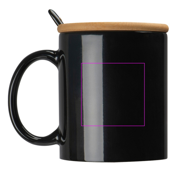 Ceramic mug with spoon 300 ml LOTHAR: Print area 3 · C1A