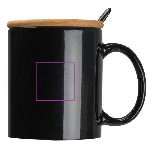 Ceramic mug with spoon 300 ml LOTHAR: Print area 5 · T4