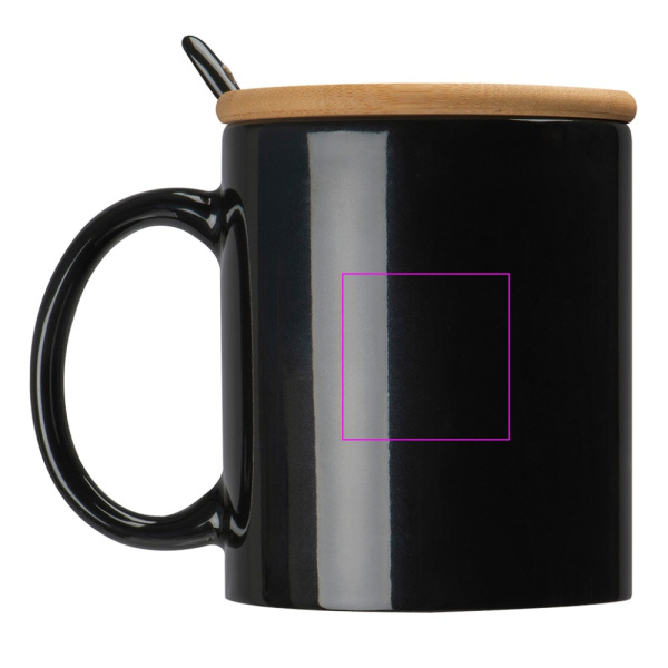 Ceramic mug with spoon 300 ml LOTHAR: Print area 6 · T4