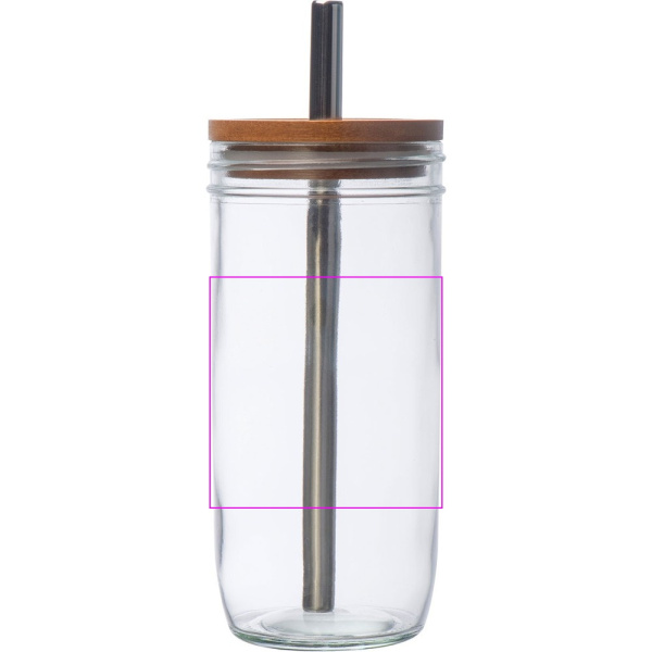 Glass with lid and straw 650 ml BENEDYKT: Print area 2 · C1A