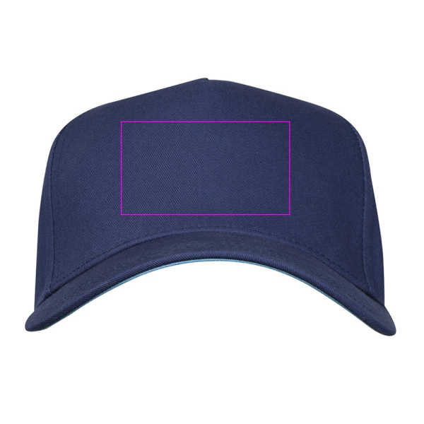 Cotton 5-panel baseball cap 290 g/m² AXEL: Print area 3 · DTF1