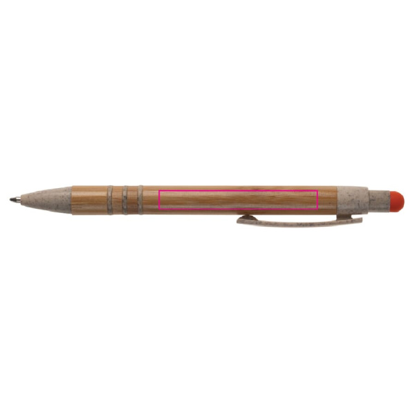 Ball pen bamboo and wheatstraw with stylus: 270° from the clip