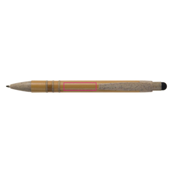 Ball pen bamboo and wheatstraw with stylus: In line with the clip