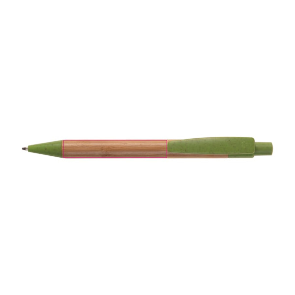 Ball pen bamboo with wheatstraw: In line with the clip
