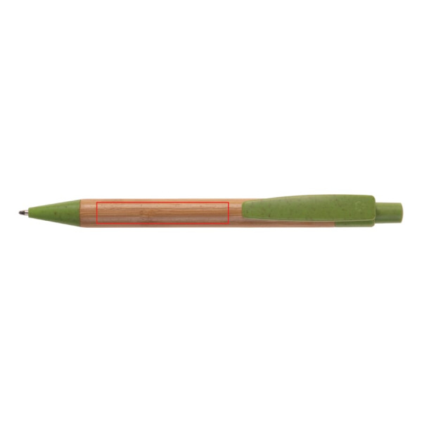 Ball pen bamboo with wheatstraw: In line with the clip