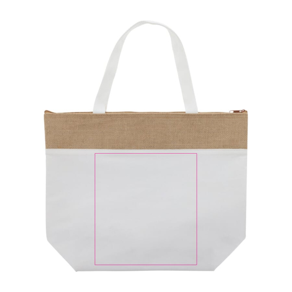 Beach cooler bag cotton/jute 43x33x14 cm: Front side