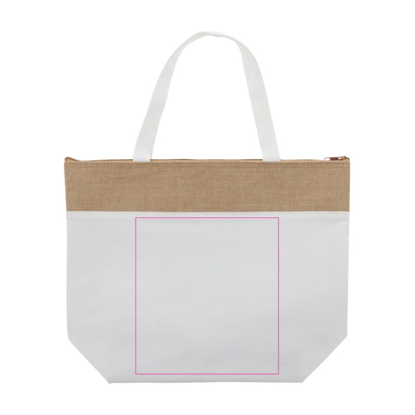 Beach cooler bag cotton/jute 43x33x14 cm: Front side