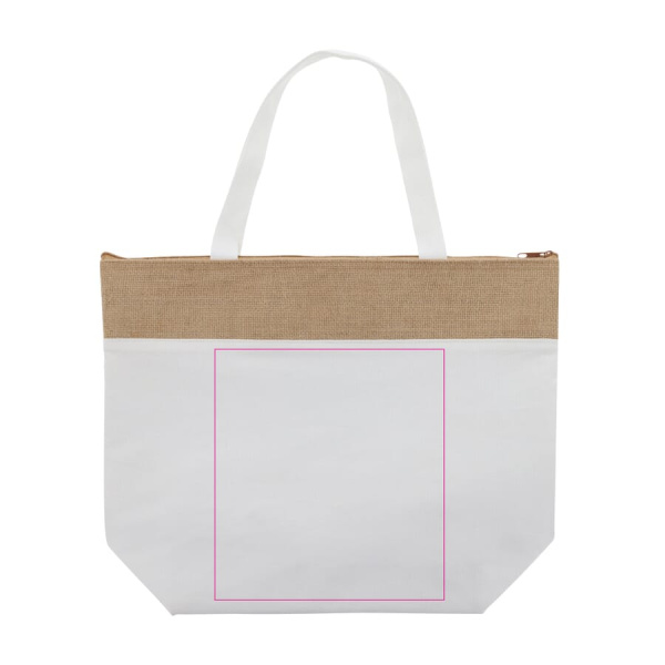 Beach cooler bag cotton/jute 43x33x14 cm: Front side