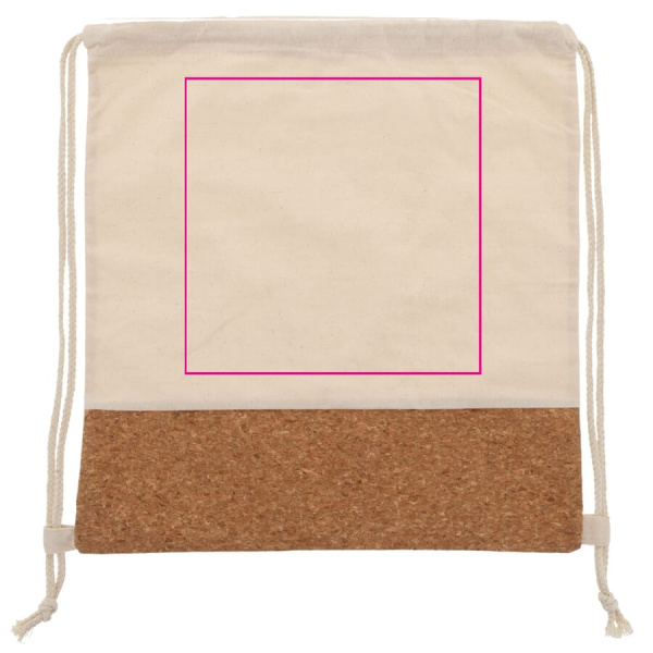Kordelzugbeutel mit Korkelementen 38x41 cm: Vorderseite