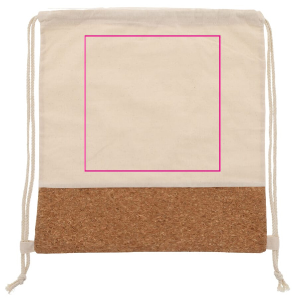 Kordelzugbeutel mit Korkelementen 38x41 cm: Vorderseite