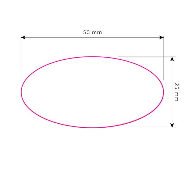 Vinilinis lipdukas ovalus 50x25 mm: 1 pusė