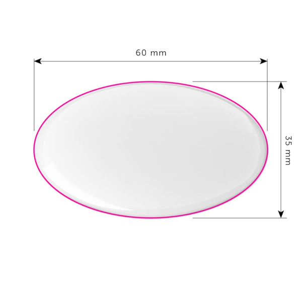 Ovāls ar kupolu 60x35 mm: 1. puse