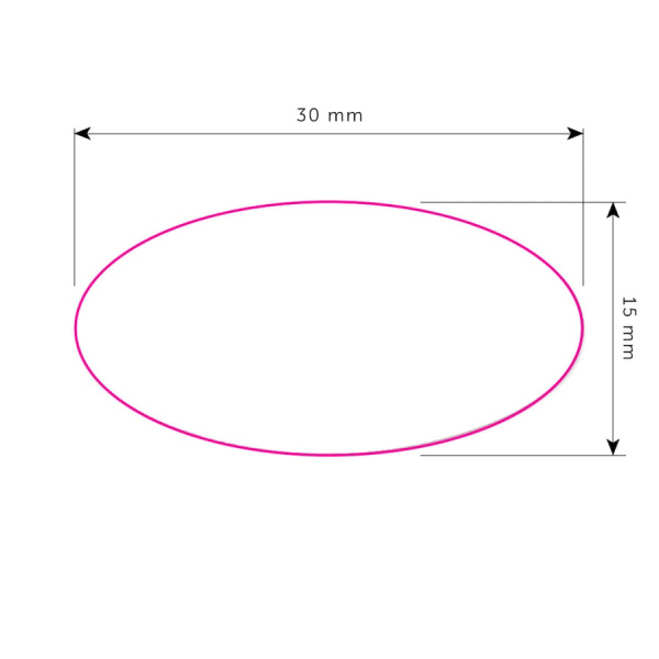 Vinilinis lipdukas ovalus 30x15 mm: 1 pusė