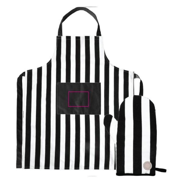Aron förkläde och bbq-handskar: på fickan