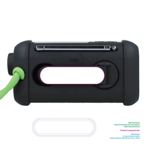 MH-08 | Muse Emergency Radio bluetooth speaker with solar and wind-up mechanism: side 1