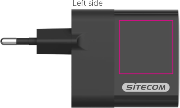 „Sitecom CH-1001“ 30 W „GaN“ maitinimo sieninis įkroviklis su LED ekranu: Kairė pusė