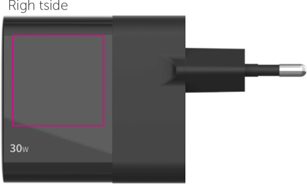 „Sitecom CH-1001“ 30 W „GaN“ maitinimo sieninis įkroviklis su LED ekranu: Dešinė pusė