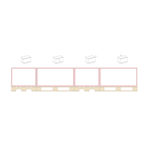 Rectangle pad 12x8x6 cm on wooden pallet: block - 4 sides all around