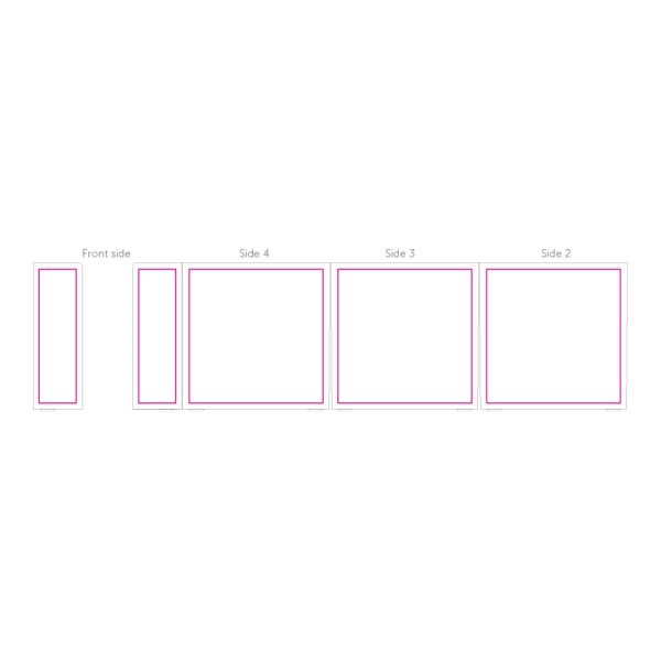 Paper pad 10x10x10 cm in cube box with stationery compartments: Front side