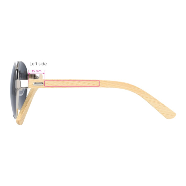 Solglasögon Aviator med bambu: 1 cm från gångjärnet till vänster