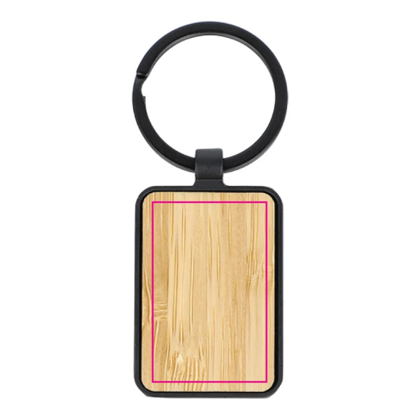 Bamboo and metal keychain rectangle: side 1