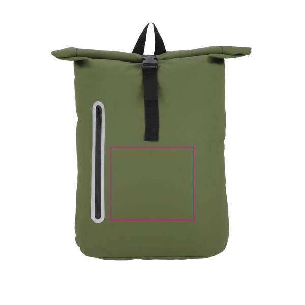PU-mantliga R-PET 600D rullkaanega seljakott 20L: Esikülg