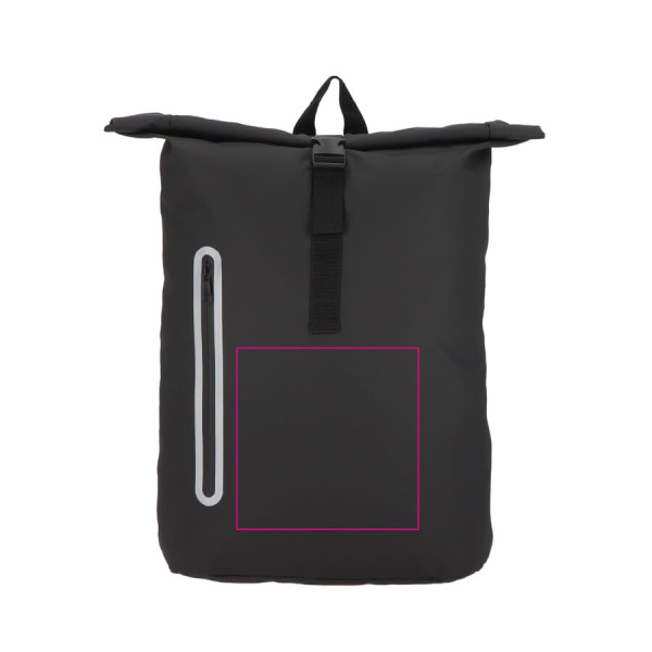 PU-mantliga R-PET 600D rullkaanega seljakott 20L: Esikülg