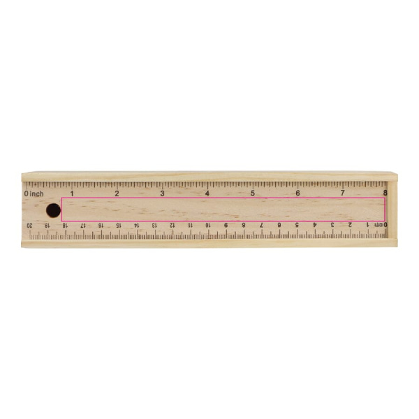 Colouring pencils in wooden sliding box: top side