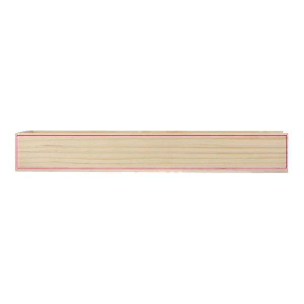 Colouring pencils in wooden sliding box: side 1