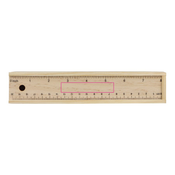 Colouring pencils in wooden sliding box: top side
