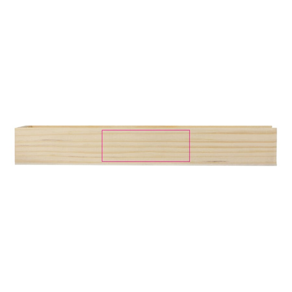 Colouring pencils in wooden sliding box: side 1