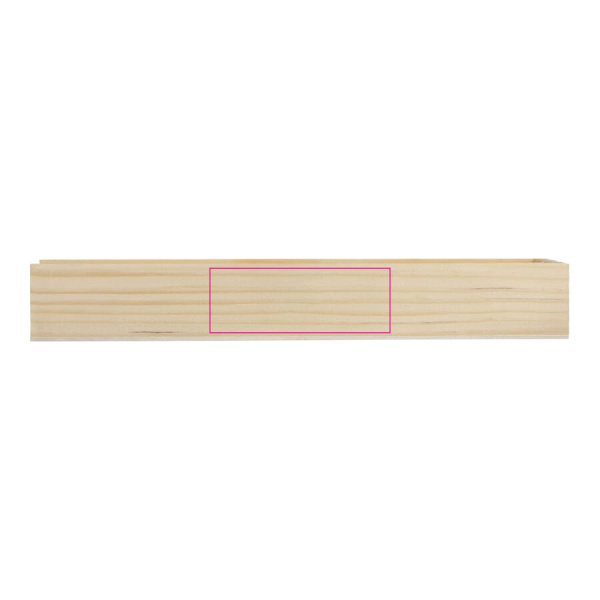 Colouring pencils in wooden sliding box: side 2