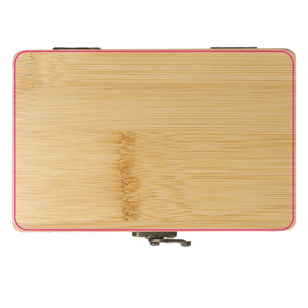 13pcs Tool set in bamboo box: side 1