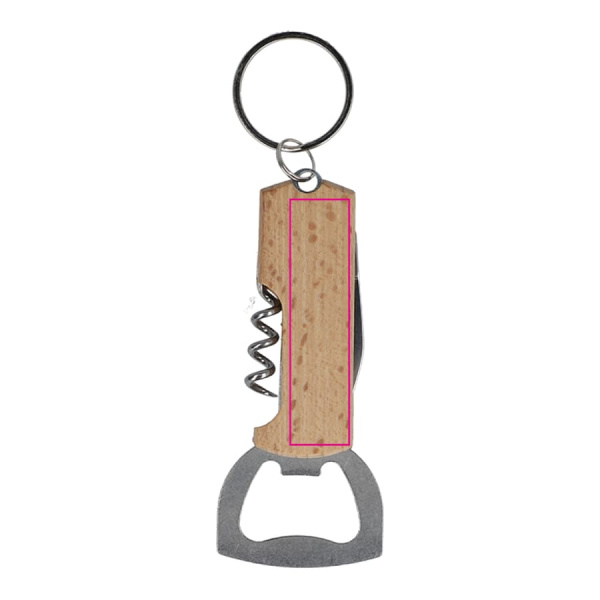 Bamboo wine & bottle opener keychain: side 2