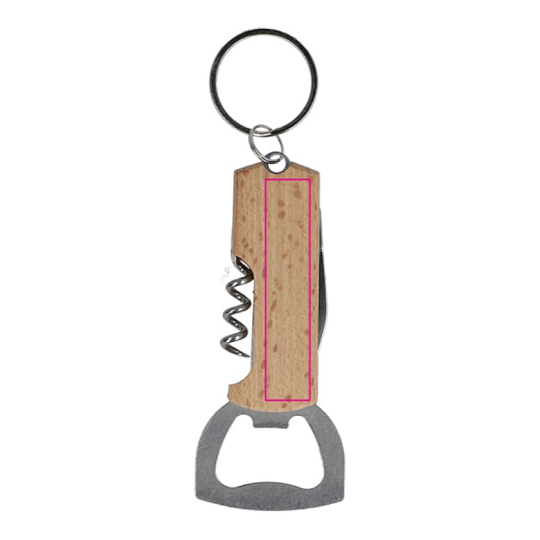 Bamboo wine & bottle opener keychain: side 2