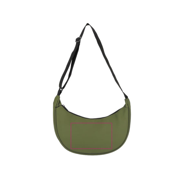 PU-coated R-PET 600D half moon sling bag 20L: side 1