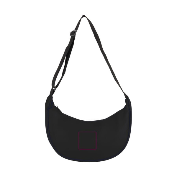 PU-coated R-PET 600D half moon sling bag 20L: side 1